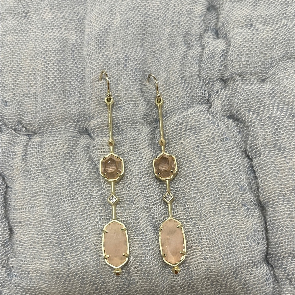 Kendra Scott Gold and Pink Drop Earrings